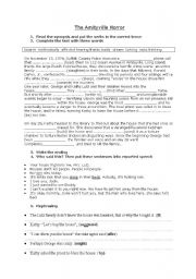 English worksheet: The Amityville Horror - activities for the movie