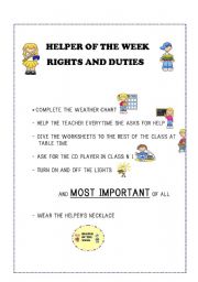 English worksheet: HELPER OF THE WEEK 2 
