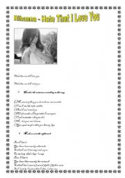 English Worksheet: song activity by Rhianna practising listening skillls