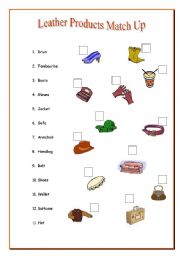 English worksheet: Leather Match up