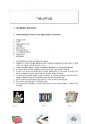 English Worksheet: the office: vocabulary