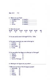 English Worksheet: Questionnaire about my country