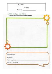 English worksheet: Writing about themselves