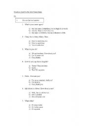 English worksheet: Practice Quiz for Beginner Students