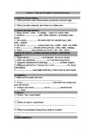 English Worksheet: revision