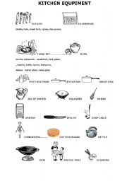 English worksheet: kitchen equipment