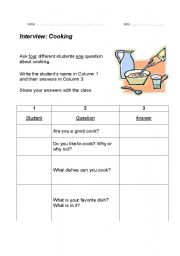 English Worksheet: Interview: Cooking