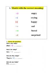 English worksheet: feelings / emotions in the computer way - worksheets / test