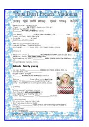 English Worksheet: Papa dont preach MADONNA