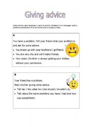 English worksheet: Giving advice