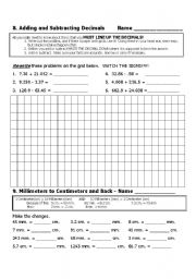 English worksheet: Decimal Review sheet page 4