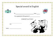 English Worksheet: Special award