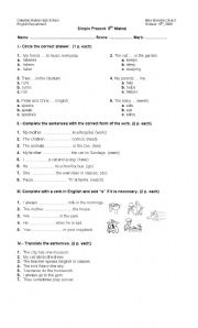 English Worksheet: simple present