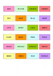 English Worksheet: Irregular plurals activity cards 