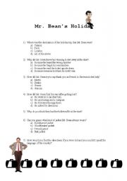 Mr Beans Holiday worksheet