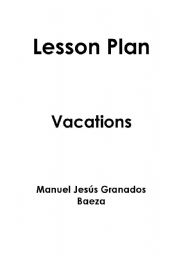 English Worksheet: Vacation Lesson Plan