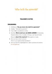 English Worksheet: Who built the pyramids?