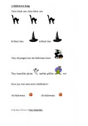 English worksheet: A Halloween Song