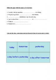 English worksheet: days of the week and time expressions
