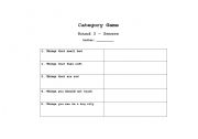 English worksheet: Category game round 3