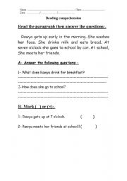 English worksheet: My daily routine 