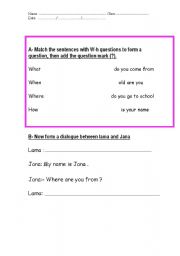 English worksheet: Wh- questions