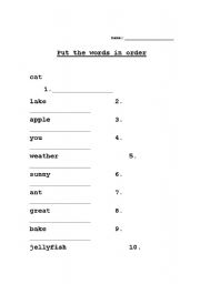 English worksheet: Alphabetical order
