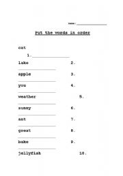 English Worksheet: Alphabetical order