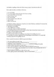 English Worksheet: Idioms with cold