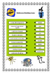 English Worksheet: Halloween matching game