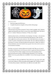 English Worksheet: Reading comprehension on Halloween