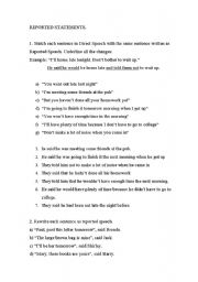 English Worksheet: Reported Statements