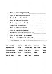 English worksheet: superlative interviews