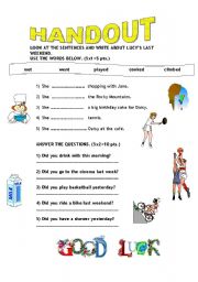 English Worksheet: SMPLE PAST