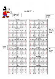 English Worksheet: simple past time table