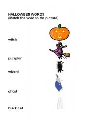 Halloween - match the words and pictures