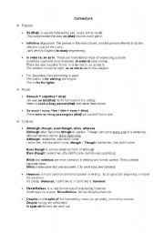 English Worksheet: Summary of Connectors