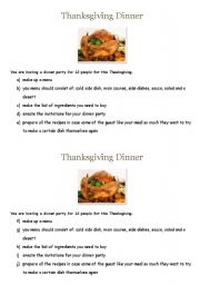 English Worksheet: thanksgiving project work