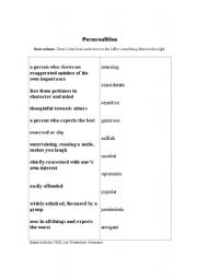 English worksheet: Personalities