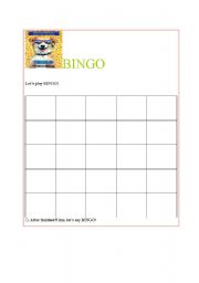 English worksheet: BINGO