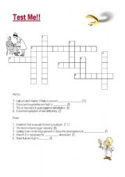 English Worksheet: Test me! A crossword about the functions of nutrients in the body