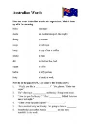 English Worksheet: Australian Words