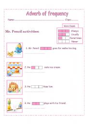 English Worksheet: adverd of frequency