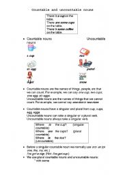 English Worksheet: Countable and Uncountable Nouns