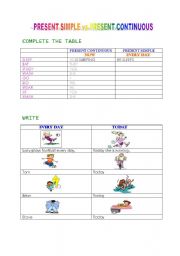 English worksheet: PRESENT SIMPLE vs PRESENT CONTINUOUS