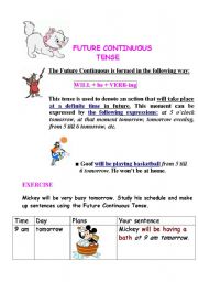 English Worksheet: The Future Continuous Tense