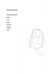 English Worksheet: Describe your face