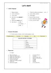 English Worksheet: Lets Start!