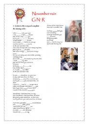 English Worksheet: november rain part 1