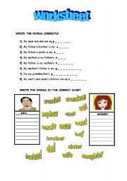 English worksheet: my family